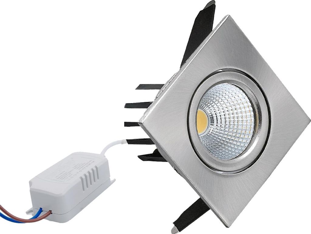 LED Einbauleuchten Set Warmweiss Eckig 3 Watt Chrom