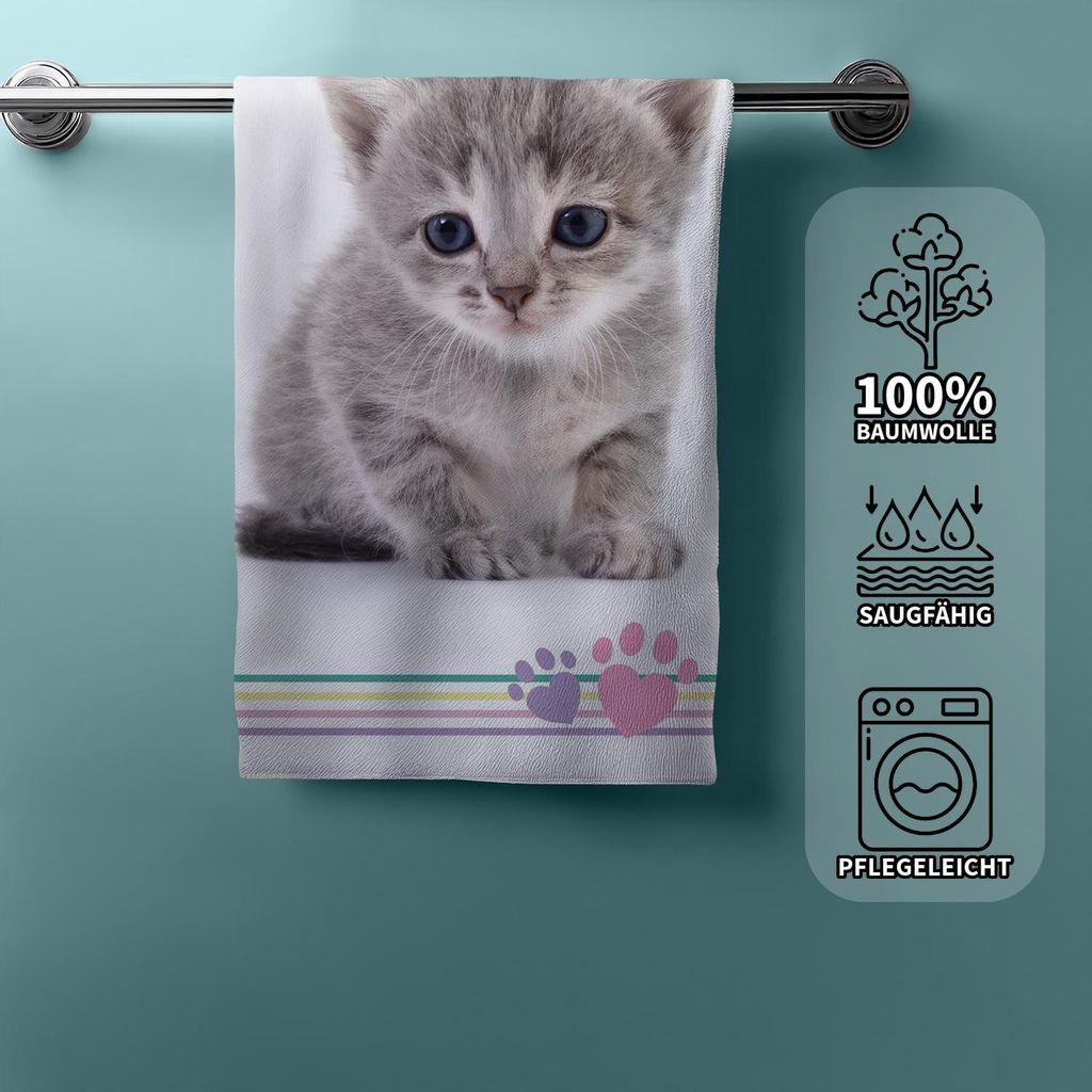 Telo mare in cotone Kitten con stampa premium, 70x140 cm Immagine del prodotto 