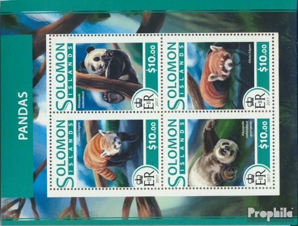 Briefmarken Salomoninseln 2017 Mi 4461-4464 Kleinbogen (kompl. Ausg.) postfrisch Pandas