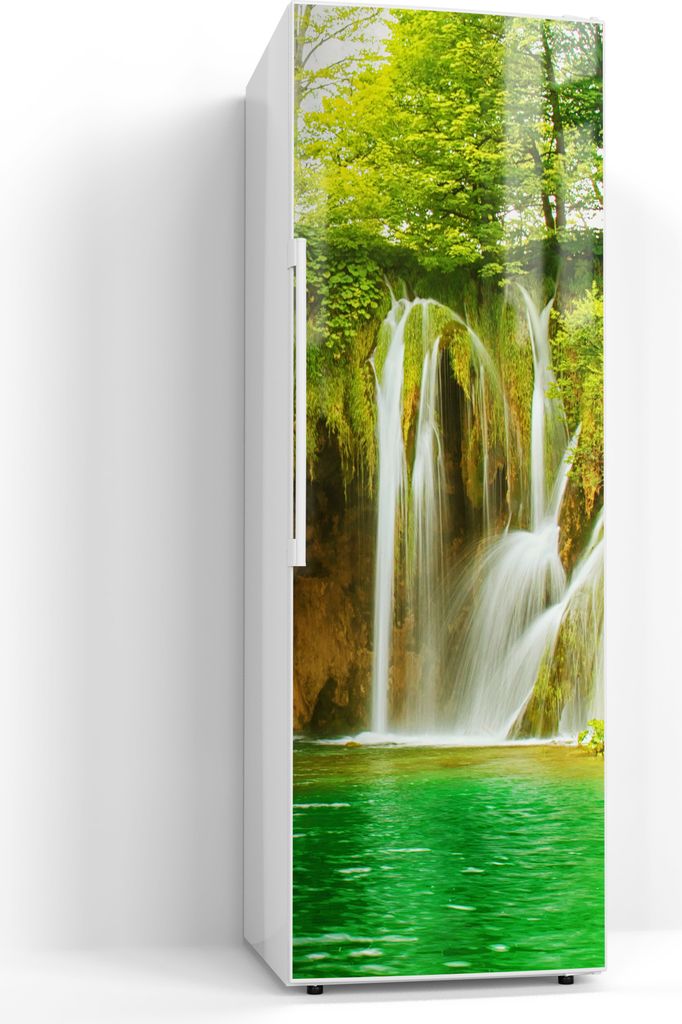 DEQORI Magnetmatte Kühlschrank Standard 60x180 cm 'Grüner Wasserfall' Magnetfolie