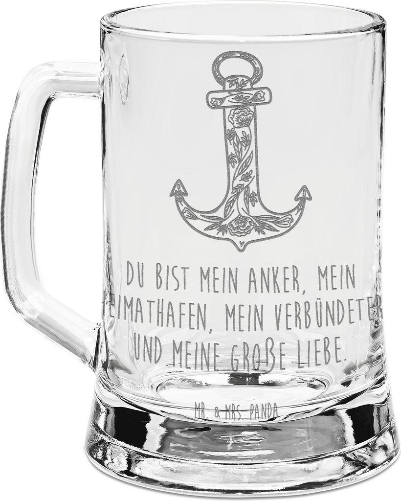 Mr. & Mrs. Panda Krug Anker Blau - Transparent - Geschenk, Produktbild 