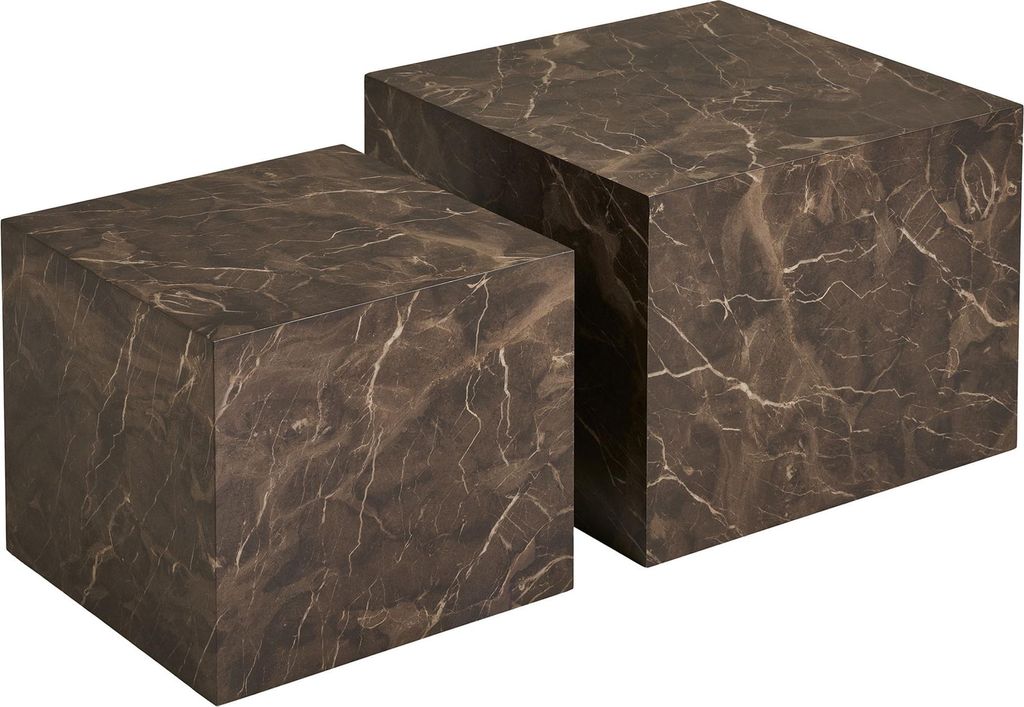 Set di 2 tavolini Nuuk in marmo marrone. Immagine del prodotto 