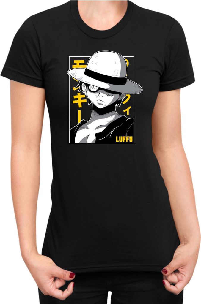 Damen T-Shirt Japan Anime Manga One Manga Piece Anime Luffy 01 Strawhat, Lady 2XL / Schwarz