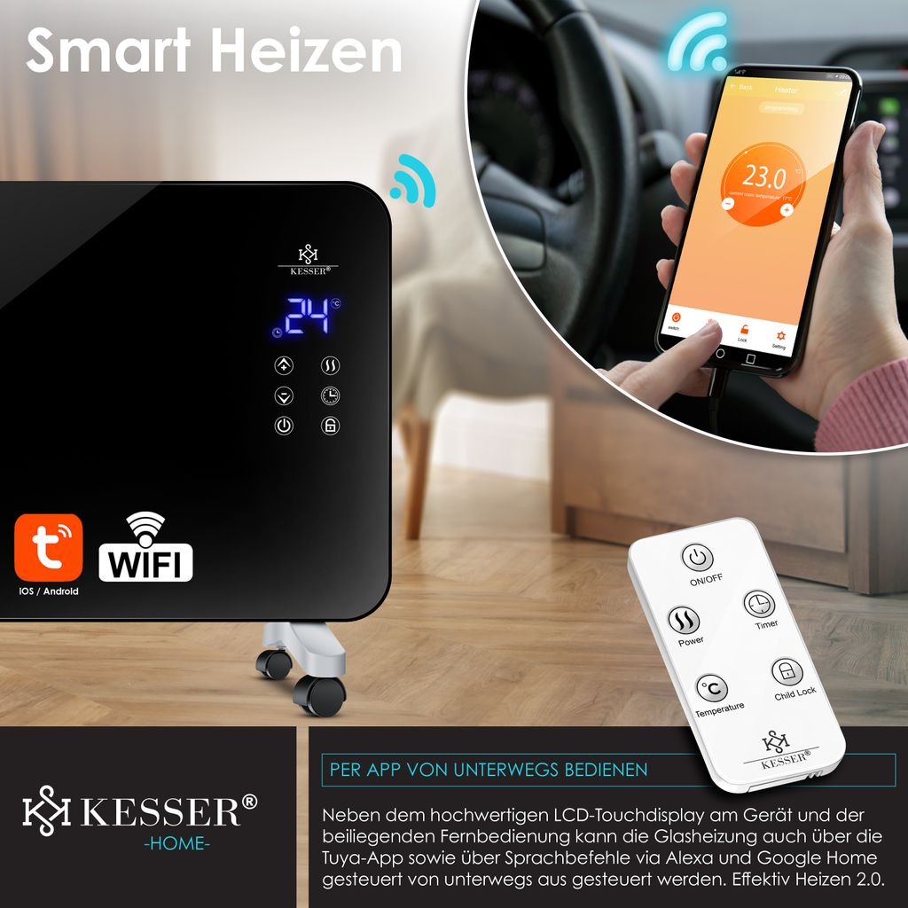 KESSER® Elektro Glasheizung Konvektor Elektroheizung Produktbild 6