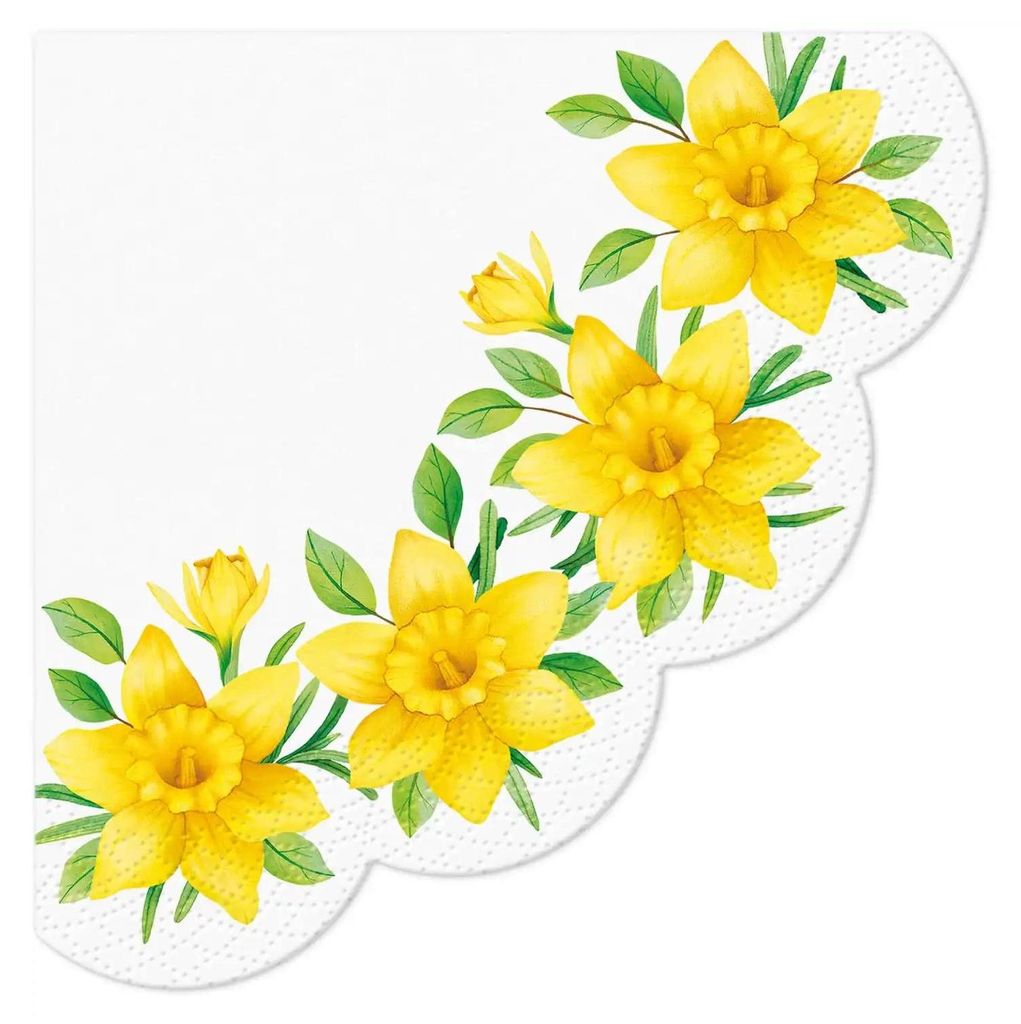 12 Servietten rund Daffodils in Bloom - Gelbe Produktbild 