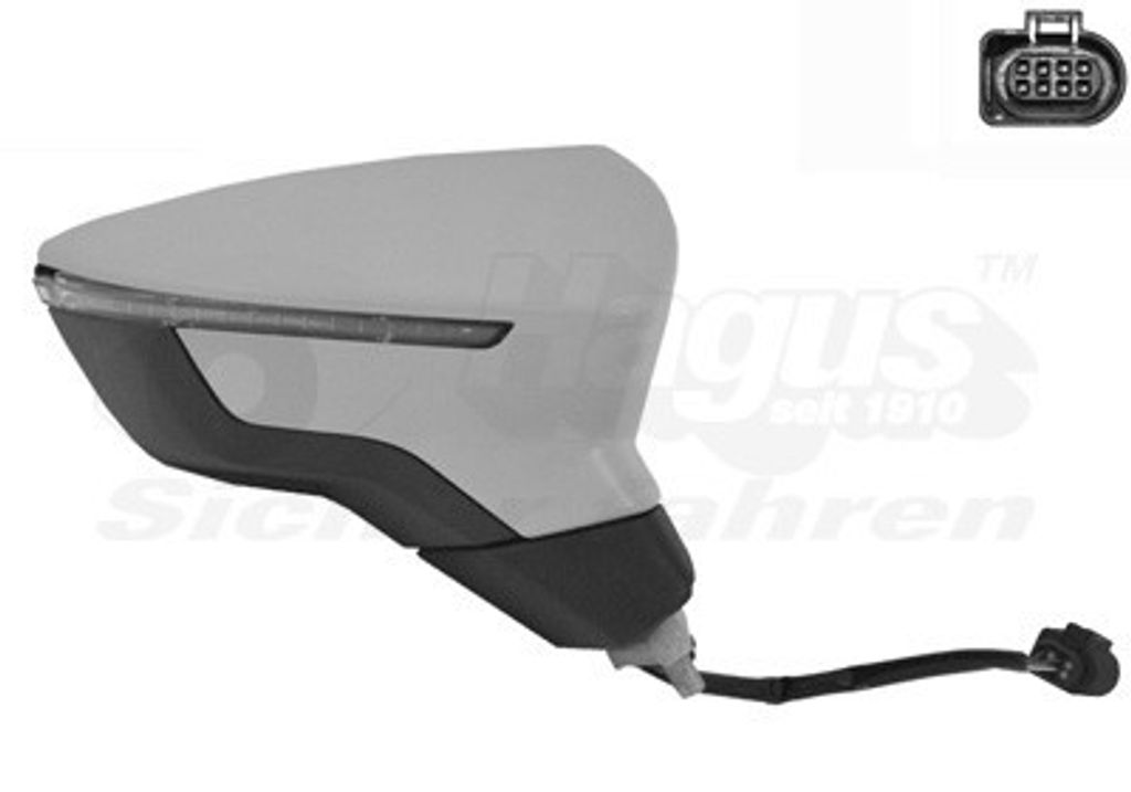 VAN WEZEL 4946818 Außenspiegel Seitenspiegel Rechts für SEAT Leon ST (5F8) Konvex Beheizt Grundiert