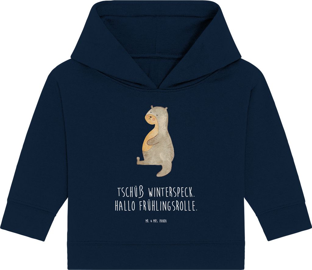 Mr. & Mrs. Panda Organic Baby Hoodie Otter Bauch 24. - 36. Monat - French Navy - Geschenk, Winterspeck, Kapuzenshirt, Kapuzensweatshirt, dick, Esse...