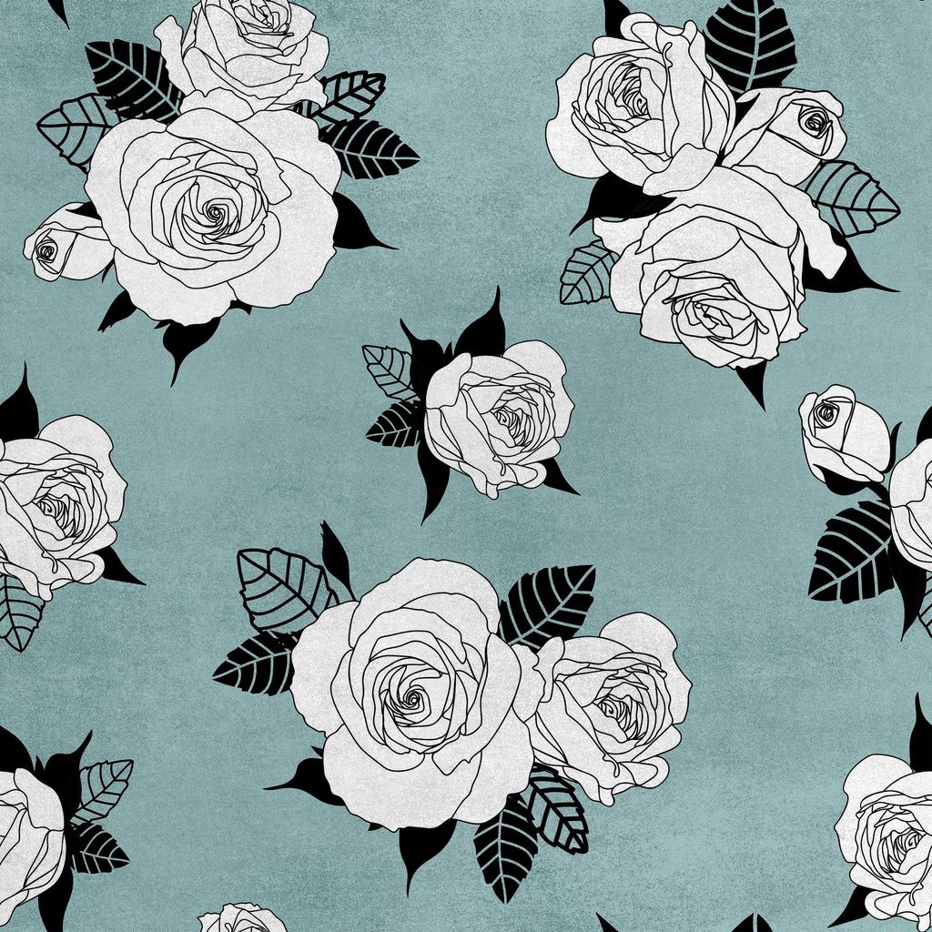 Royal Samt Stoff Polyester Zum Nähen - Motiv Rosen mit schwarzen Blättern