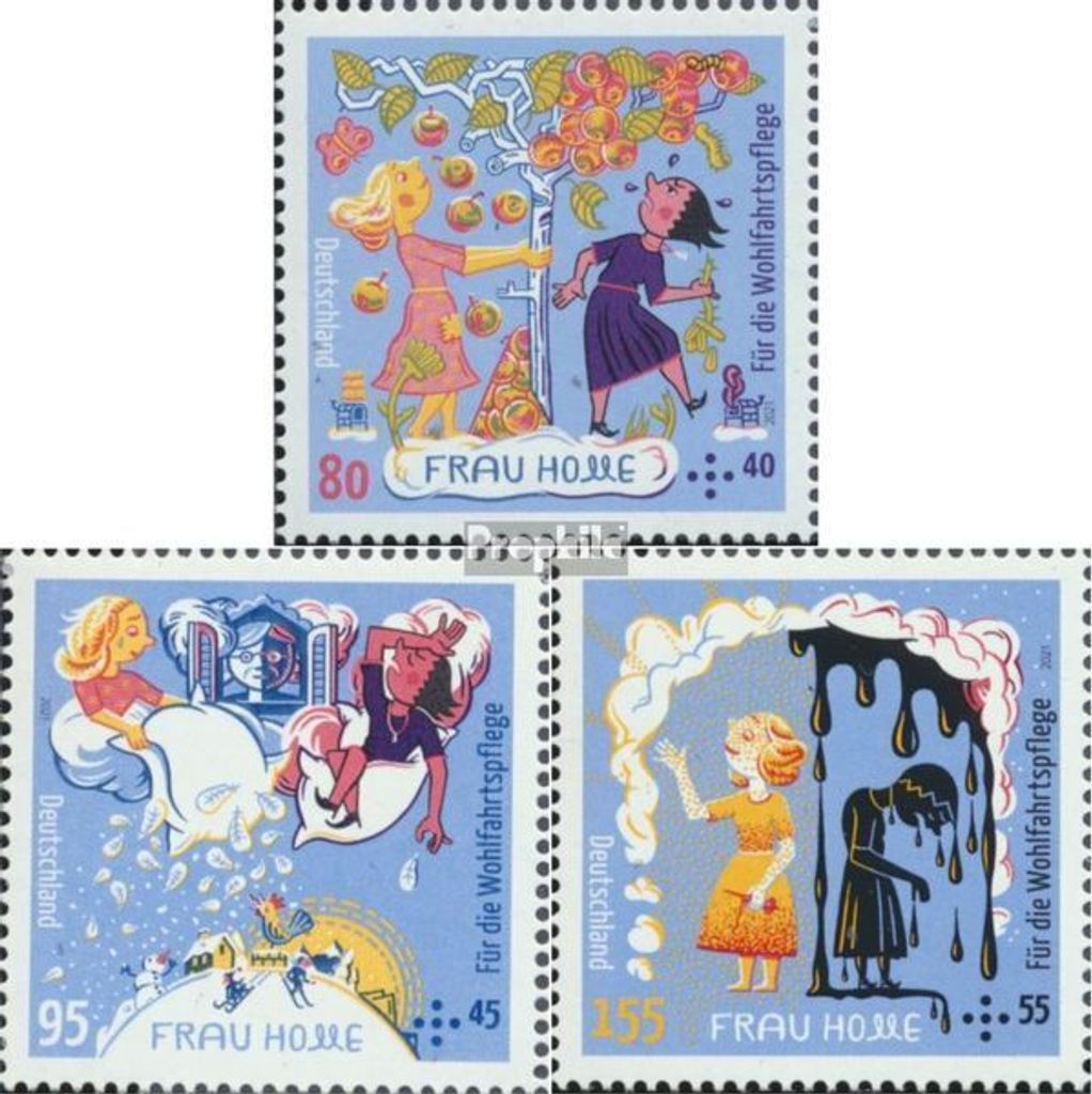 Briefmarken BRD (BR.Deutschland) 2021 Mi 3585-3587 (kompl.Ausg.) postfrisch Grimms Märchen - Frau Holle