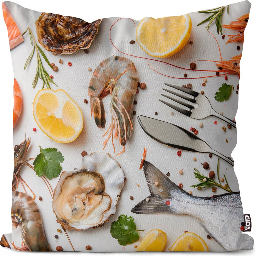 VOID Fisch Muscheln Shrimps Kissenbezug Kissenhülle Sofakissen Kissen Deko Outdoor-Kissen Dekokissen