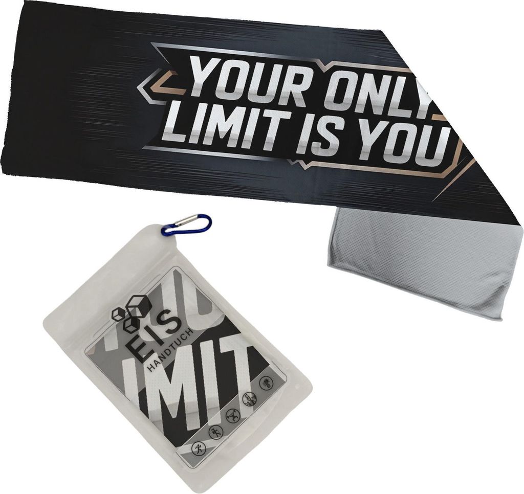Fitness Eishandtuch XL mit Motivationsspruch - Your only limit is you