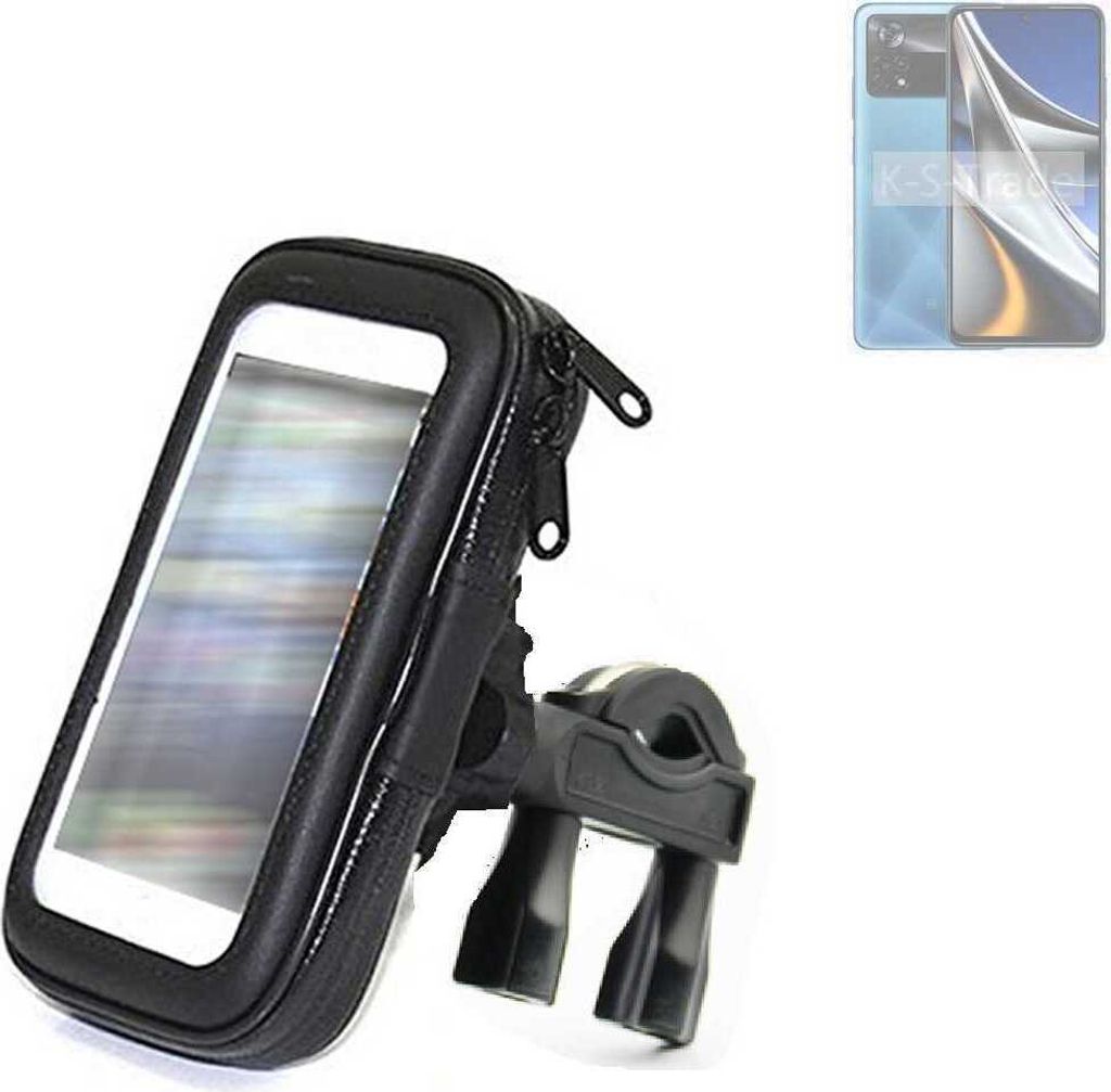 K-S-Trade Fahrrad-Halterung kompatibel mit POCO X4 Pro 5G Handy-Halterung Halter Lenkstange Fahrradhalterung Motorrad Bike Mount Wasserabweisend