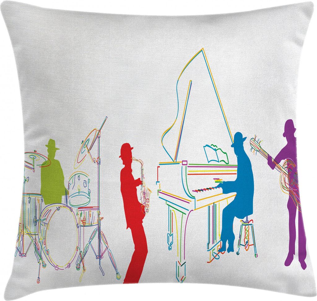 ABAKUHAUS Bunt Kissenbezug, Retro Jazz Band Musik, Waschbar mit Reißverschluss Kissenhülle mit Farbfesten Klaren Farben Beidseitiger Druck, 40 x ...
