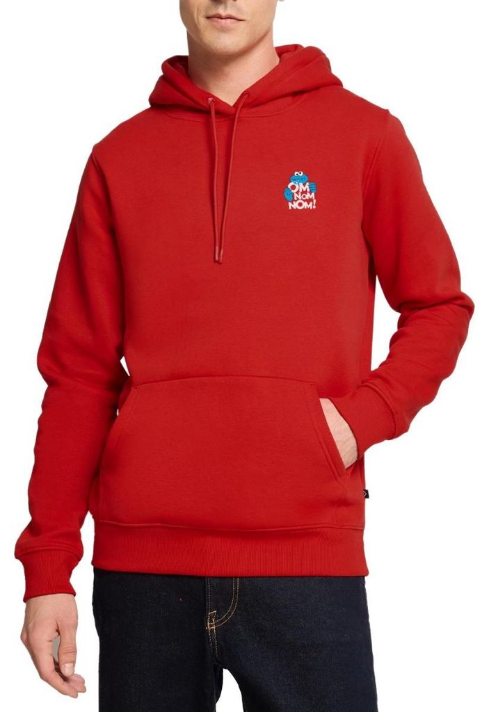 Spreadshirt Sesamstraße Krümelmonster Om Nom Nom Klein Herren Premium Hoodie, S, Rot