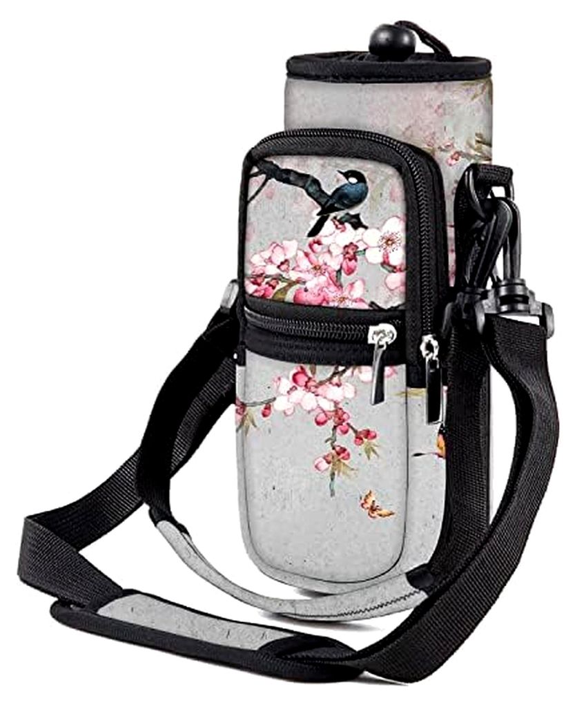25oz Wasserflaschenhalter-Tasche – Isolierte Umhänge-Slingtasche mit Gurt und Fächern für Fitness, Reisen, Camping, Radfahren, Wandern und Laufen