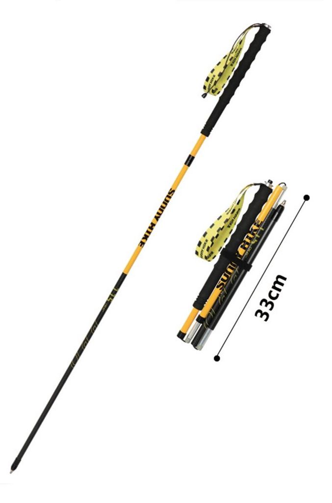 INF 2er-Set gelbe Carbon-Trekkingstöcke 115cm, 4-teilige Faltstöcke