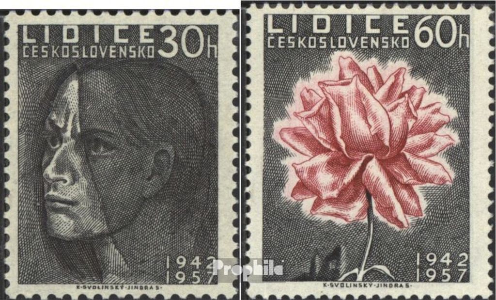 Briefmarken Tschechoslowakei 1957 Mi 1030-1031 (kompl.Ausg.) postfrisch Lidice