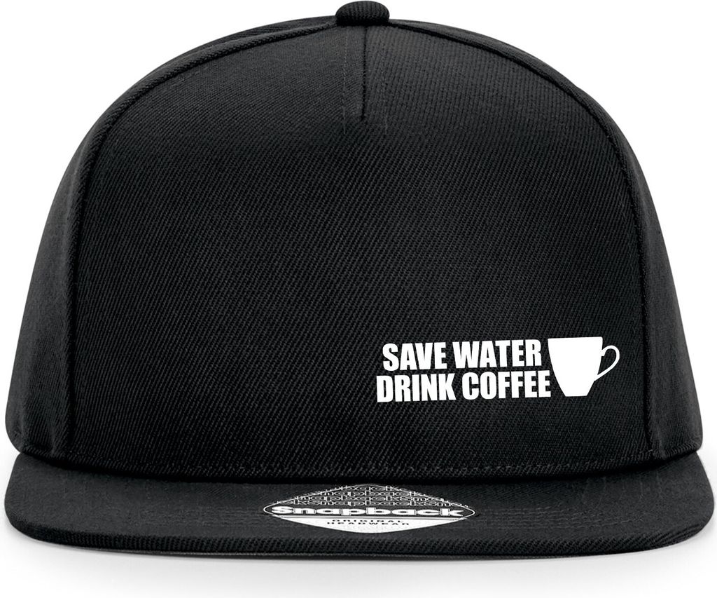 Huuraa Cappy Mütze Save Water Drink Coffee Kaffeetasse Black Polyester Snapback Kappe Geschenkidee