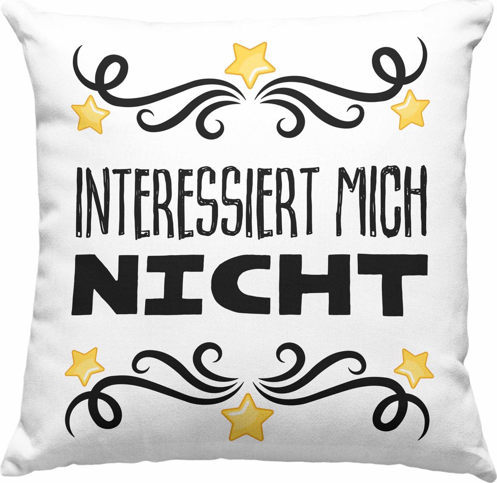 Trendation - Interessiert Mich Nicht Ich Hasse Jeden Deko-Kissen mit Füllung 40x40 Becher Deko-Kissen mit Füllung 40x40 Lustig Spruch Geschenk F...
