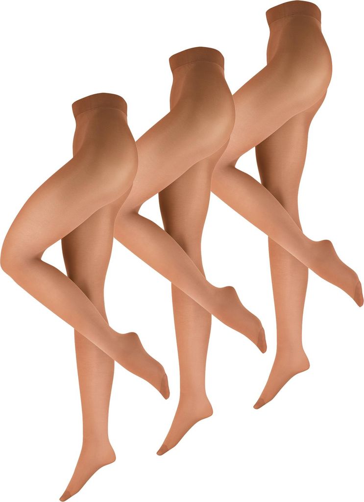 NUR DIE Damen Feinstrumpfhose 3-Pack Tanzstrumpfhose 70 DEN - beige - Größe 40-42