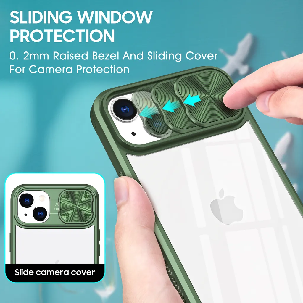 HGH Custodia Opaca Per IPhone 13/14 6,1'' Con Protezione Militare Antiurto - Retro Traslucido Antimpronta Verde Scuro