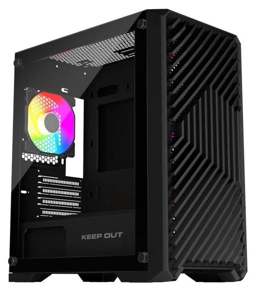 Keep Out XC-220 Gaming-PC-Gehäuse aus gehärtetem Glas, Micro-ATX, ARGB, schwarz