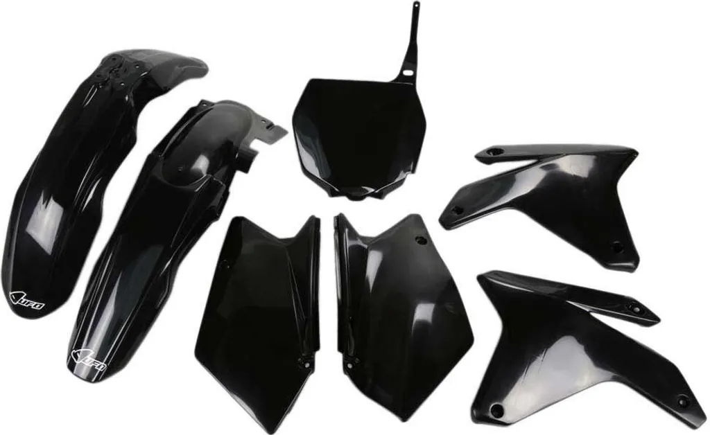 Plastiques moto UFO noirs pour Suzuki RMZ 450 - Kit complet 7 pièces
