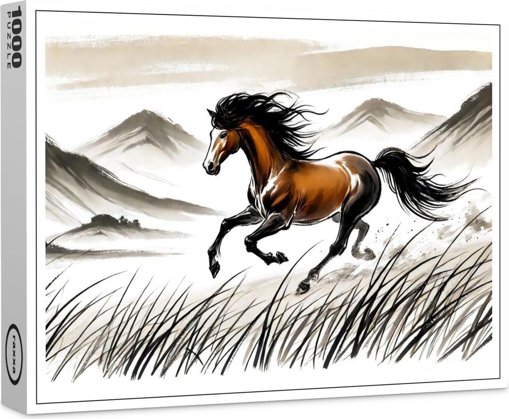raxxa Premium-Puzzle "Galloping Horse Across Pasture ink painting", 1000 Teile