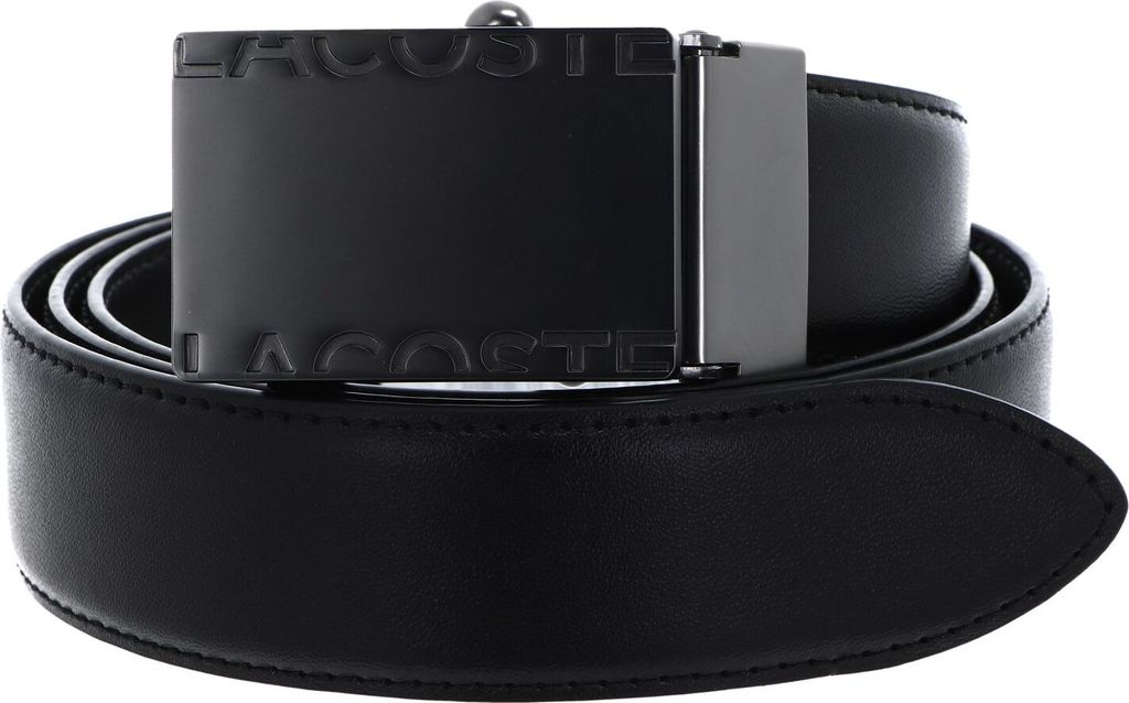 LACOSTE Leder Gürtel Casual 35 Curved Raw Edges W90 Noir schwarz