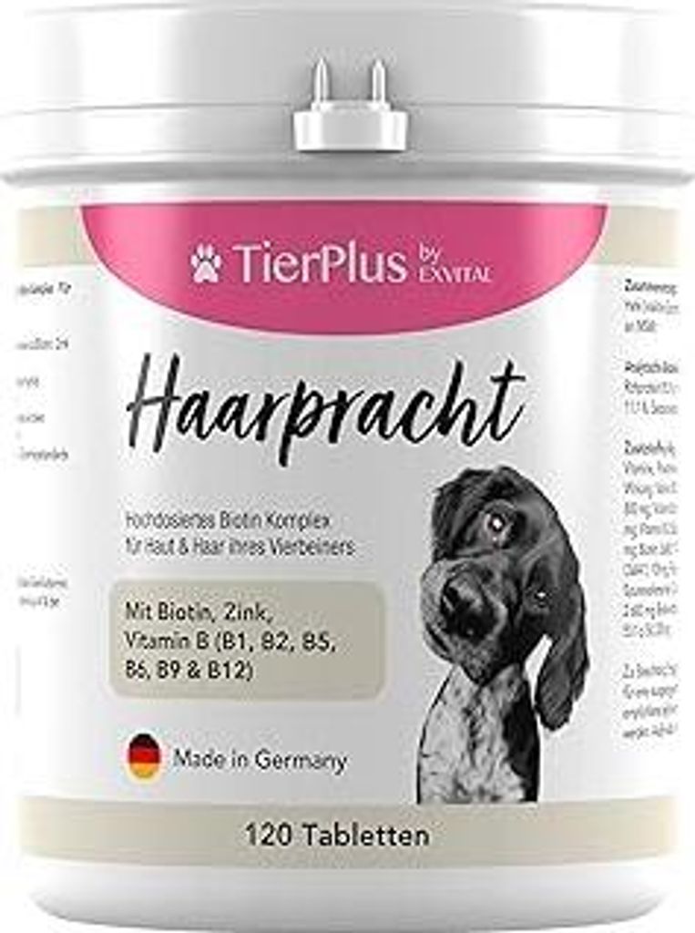 TierPlus Haarpracht, hochdosiertes Biotin Komplex für Hunde, gegen Haarausfall, Juckreiz & trockene Haut- Für EIN glänzendes Fell & schöne Haut...