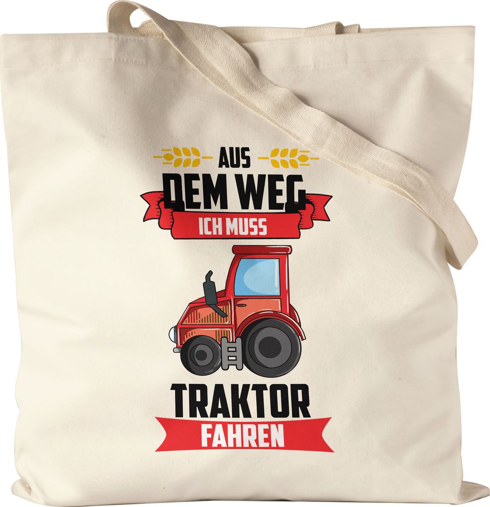 Traktor Trecker Aus dem Weg ich muss Traktor Fahren Jutebeutel Stoffbeutel Canvas Geschenkidee Jungs Bauern