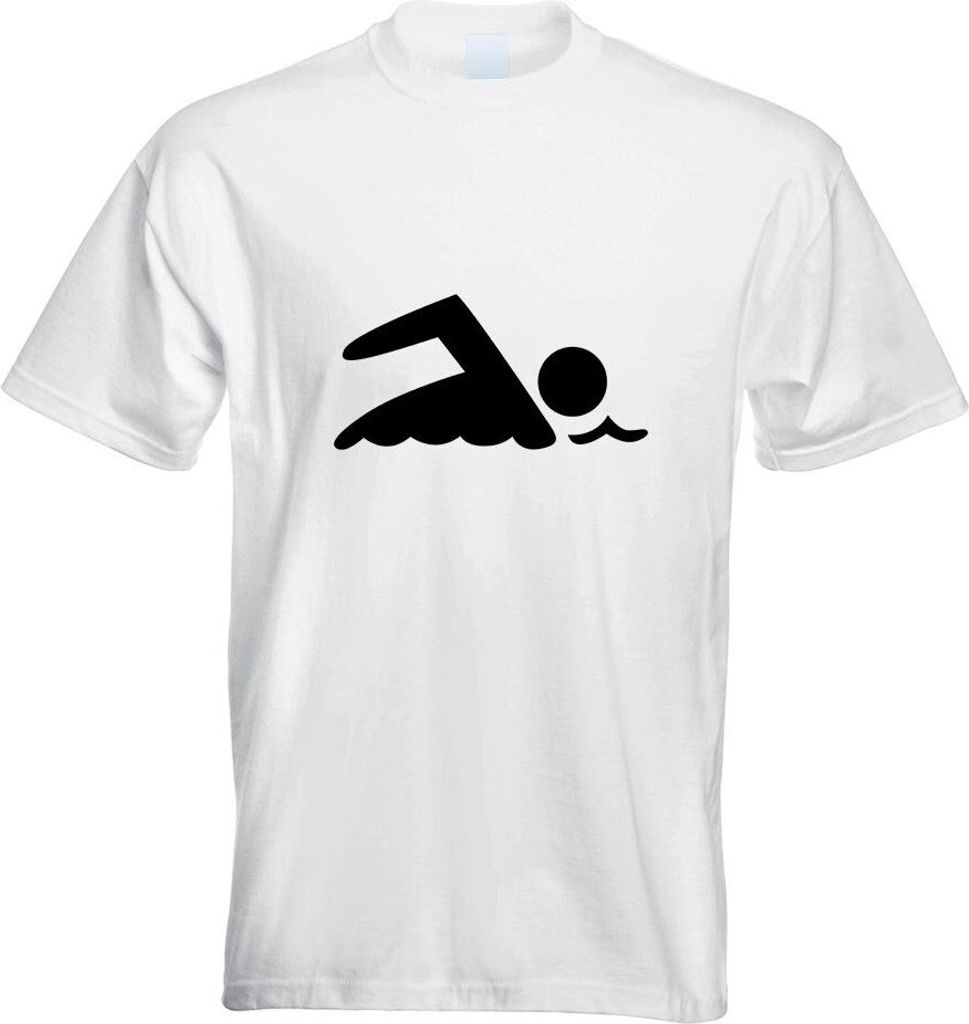 Kiwistar - T-Shirt - Weiss - Schwimmer Motiv Bedruckt Funshirt Design Print - mit Motiv Bedruckt - Funshirt Design - Sport - Freizeit - Herren - XXL