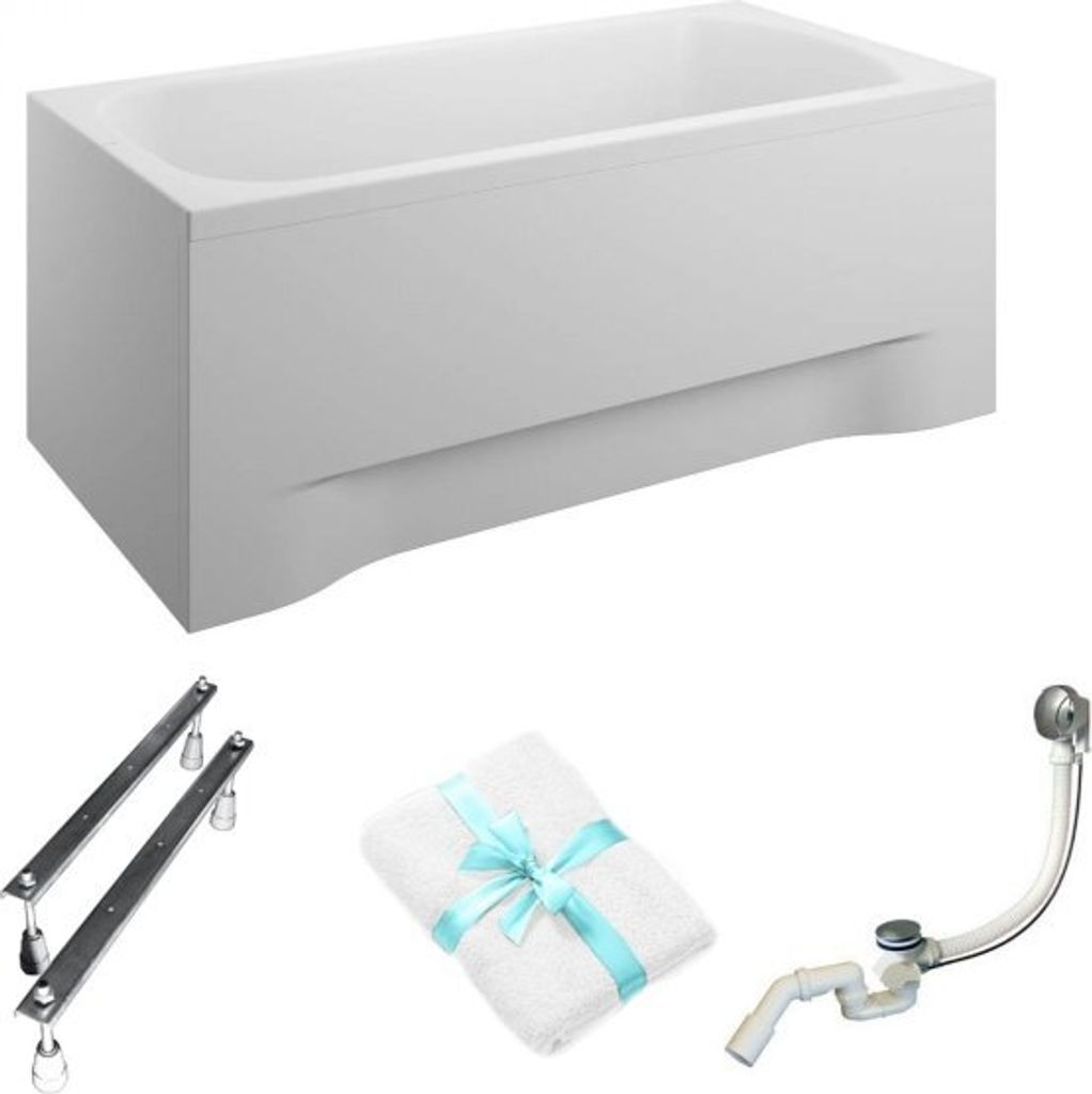 Aqua For You | Polimat Badewanne Classic - 180x80cm - Antibakterielle Beschichtung - Kratzfest - mit Verkleidung