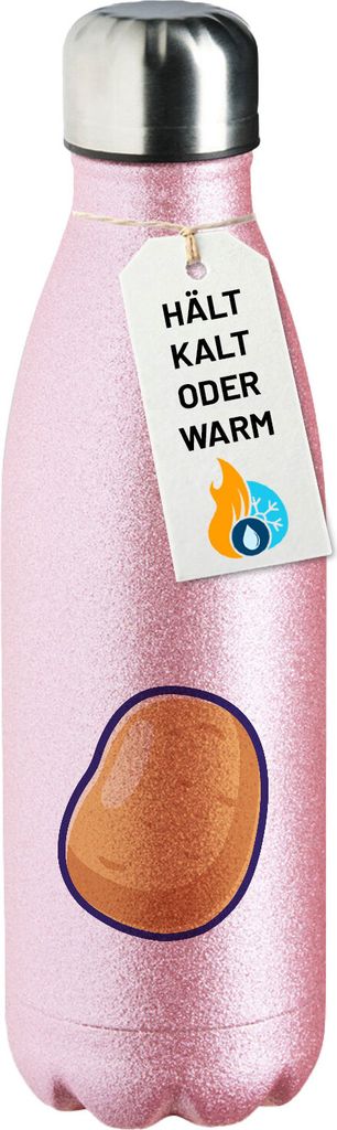 Huuraa Trinkflasche Kartoffel Comic 500ml Pink Edelstahl Wasserflasche Trinkflasche Geschenkidee