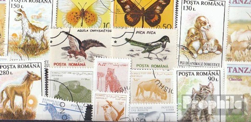 Briefmarken Motive 100 verschiedene Tiere Marken Produktbild 