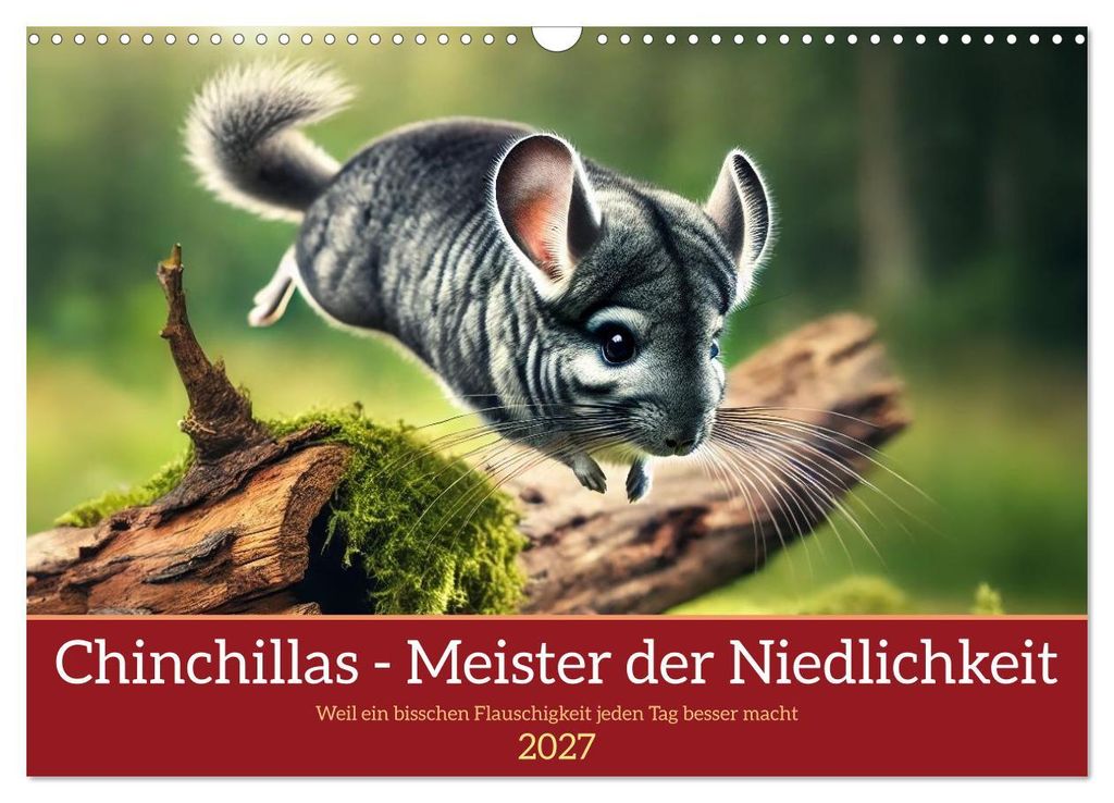 Chinchillas - Meister der Niedlichkeit (Wandkalender 2027 DIN A3 quer), CALVENDO Monatskalender