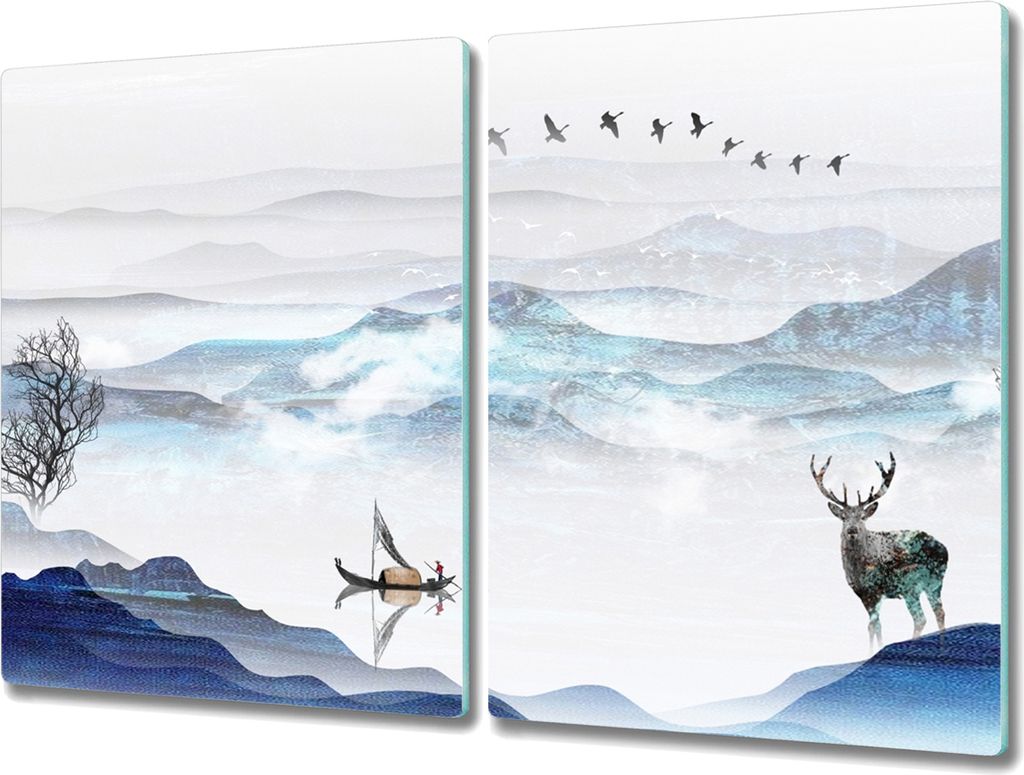 Coloray Schneidebrett Herdabdeckplatte 2x40x52 cm Kochplattenabdeckung Hackbrett Küchenbrett - Deer Spitze des Baumes