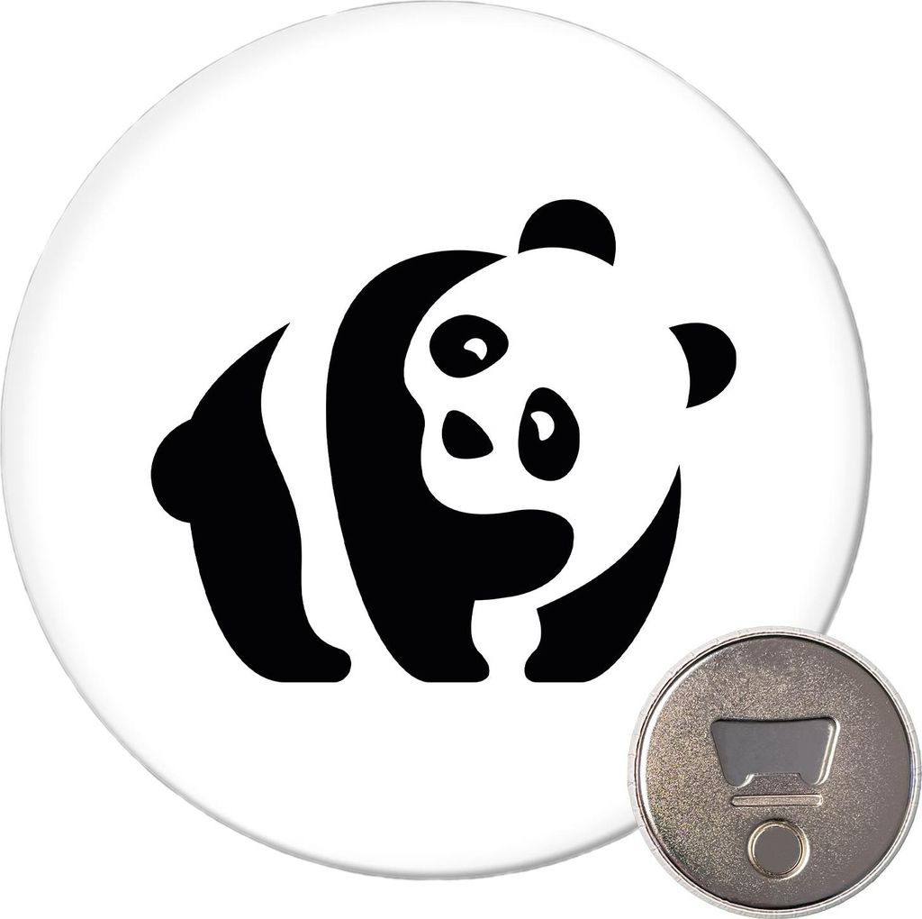 Huuraa Magnet Panda Silhouette 59mm Kühlschrankmagnet rund Flaschenöffner Geschenkidee
