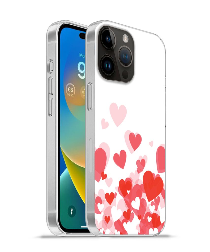 MuchoWow Handyhülle Schutzhülle Hülle für Apple iPhone 14 Pro - Softcase Eine Illustration eines Regens der Herzen Silikon Softcase Handy Hü...