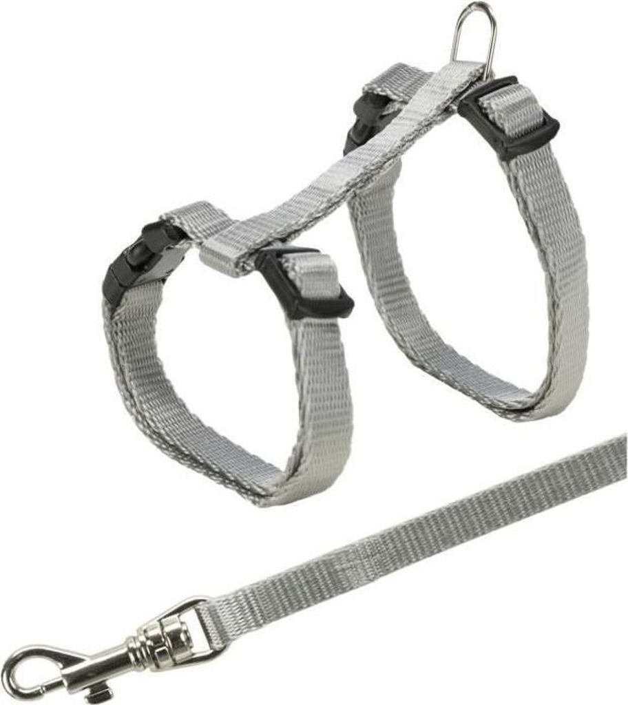 Katzengeschirr TRIXIE mit Leine, Verstellbar 19-31 cm, 8 mm, 1.20 m, Nylon, Junior Geschirr für Kätzchen