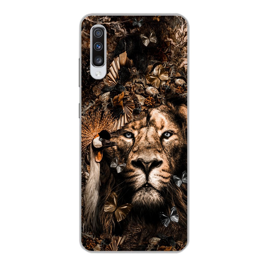 MuchoWow Handyhülle Schutzhülle Hülle für Samsung Galaxy A70 Tiere - Collage - Schmetterling Silikon Softcase Handy Hülle - Schutzhaube