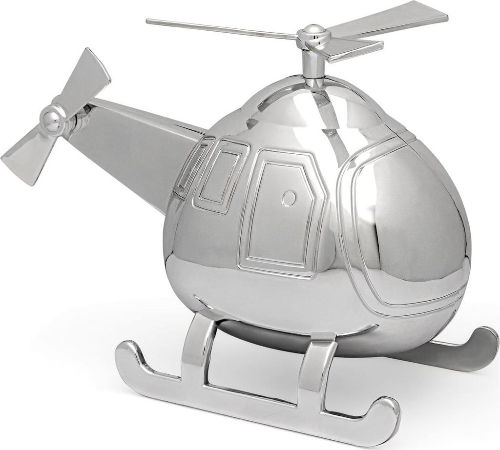 Silbernes Sparschwein für ein Kind, elegant, als Helikopter-Geschenk | Größe: 160x105x125 mm | Artikelnummer: ZV6168061
