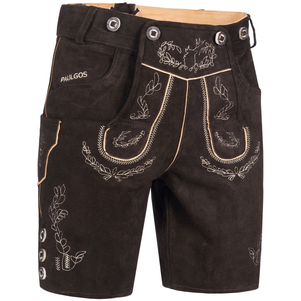 PAULGOS Herren Trachten Lederhose Kurz - HK1 - Echtes Leder Produktbild 