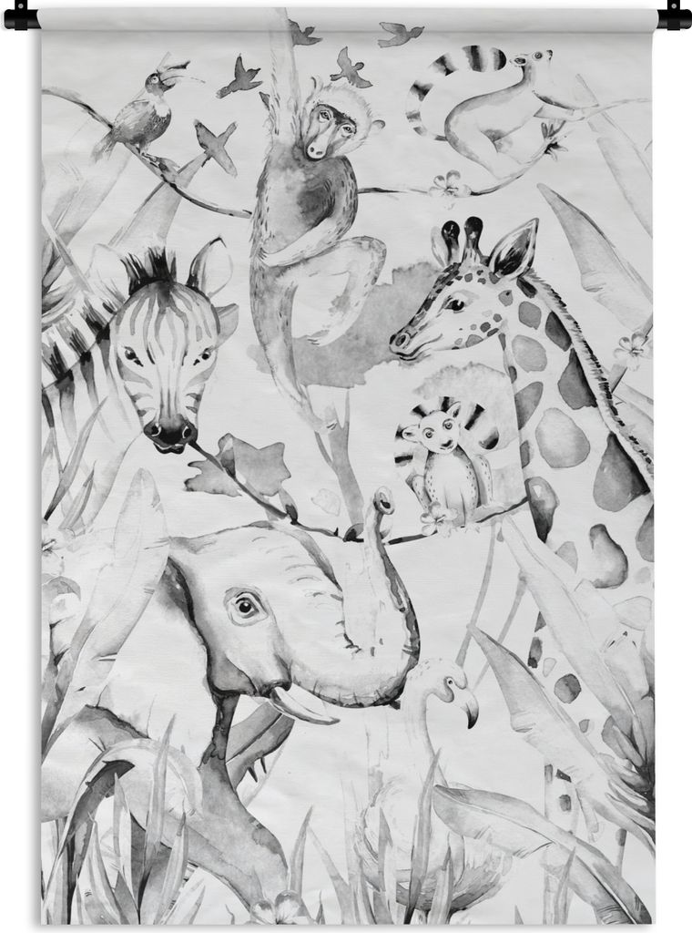 MuchoWow Wandteppich Wandbehang Aquarellieren - Tiere - Elefant - Jungen - Mädchen - Kinder - Kinder 60x90 cm Tapisserie Dekoration Wandtuch - F...
