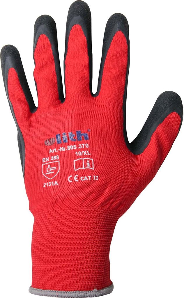 Arbeitshandschuh Montage-Feinstrickhandschuhe rot Größe 10