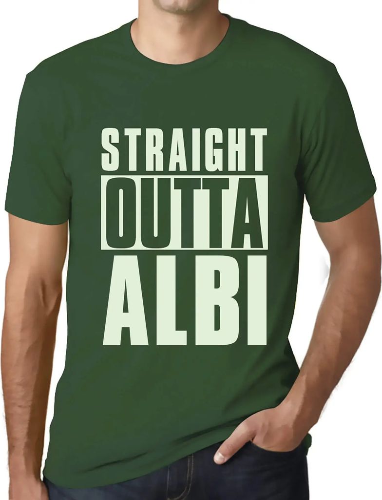 Herren Grafik T-Shirt Straight Outta Albi Öko-Verantwortlich Vintage Jahrgang Kurzarm Lustige Druck Geburtstag Geschenk Mann