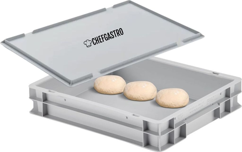 Pizzaballenbox mit Deckel | HxBxT 8,5x30x40cm | 9 Liter | Teigwanne für Pizzateig, Stapelbare Pizzabox, Gärbox für Sauerteig Brotteig Teig-Gärbox