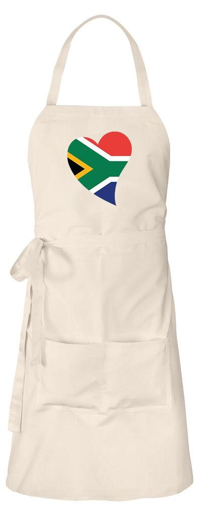 Huuraa Schürze Südafrika Flagge Herz Natur mit Taschen Baumwolle Kochschürze Geschenkidee