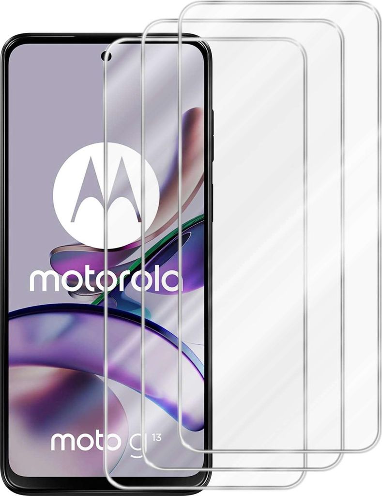 Cadorabo 3x Schutzfolie für Motorola MOTO G13 / G23 in KRISTALL KLAR Gehärtetes Tempered Display-Schutzglas Panzerfolie