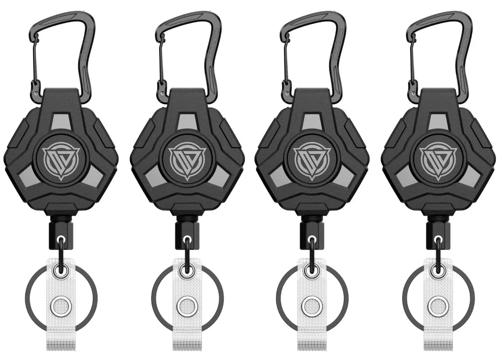 Porte-badge à Mousqueton Rétractable Robuste pour Travail et Sport